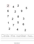 Number 2 Worksheets - Twisty Noodle