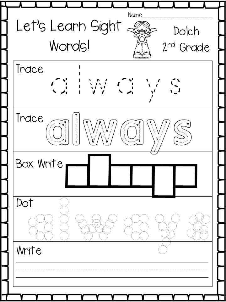 Dolch 2nd Grade Lets Learn Sight Words Worksheets.