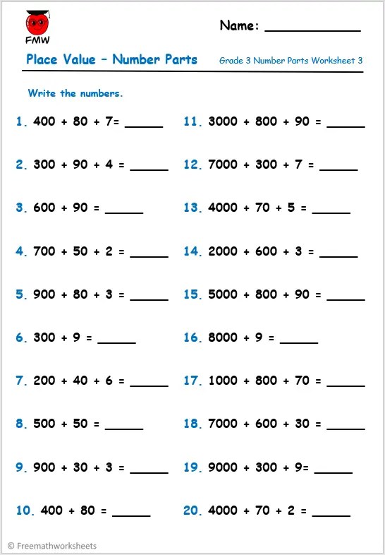 Grade 3 Number Worksheets | Free Worksheets | Printables - Worksheets ...