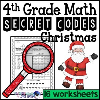 Christmas Secret Code Math Worksheets 4th Grade Common Core