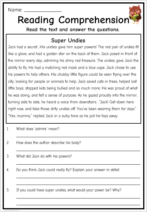 Grade 4 Reading Comprehension | Free English Worksheets