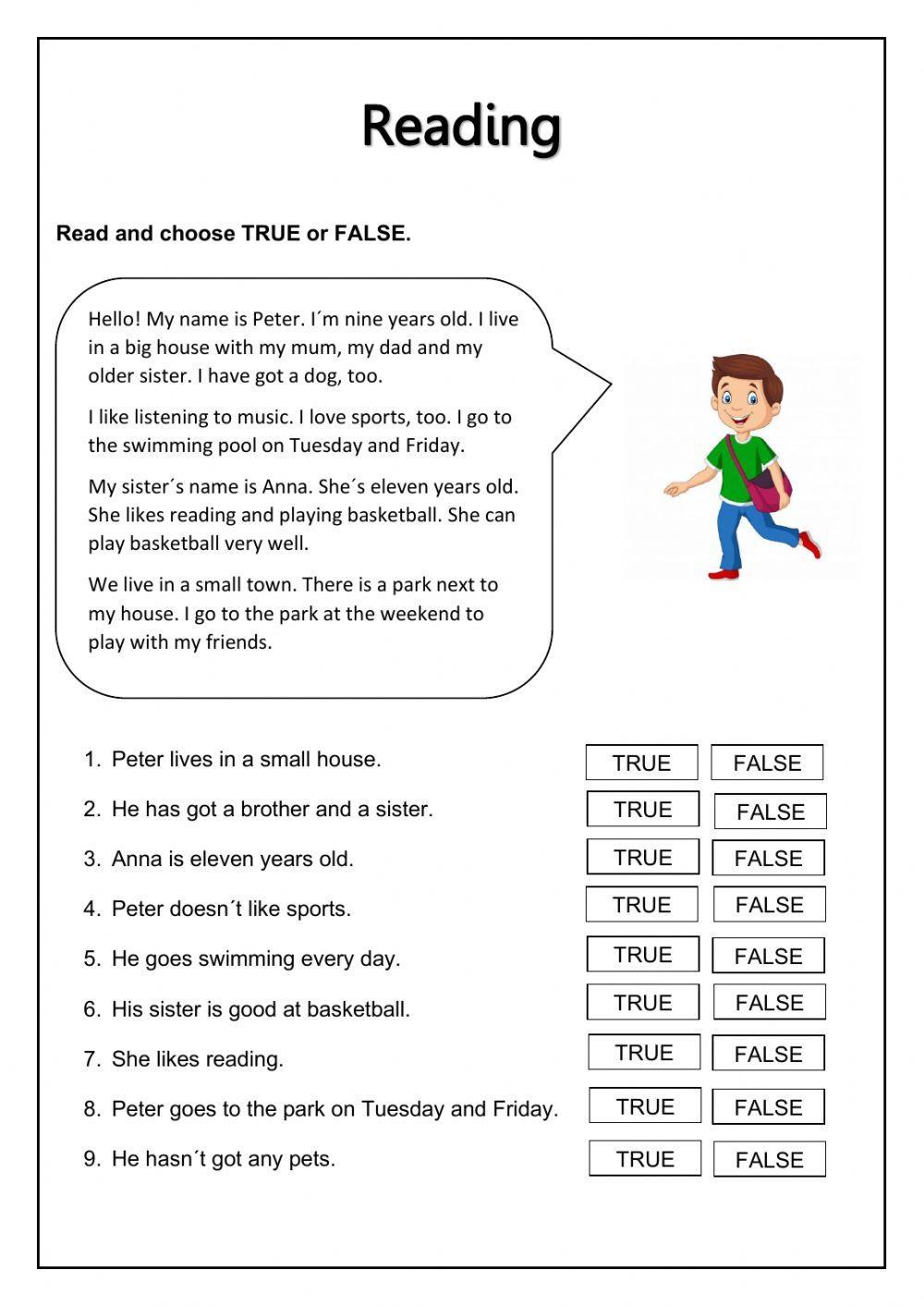 Reading comprehension online exercise for Grade 4  