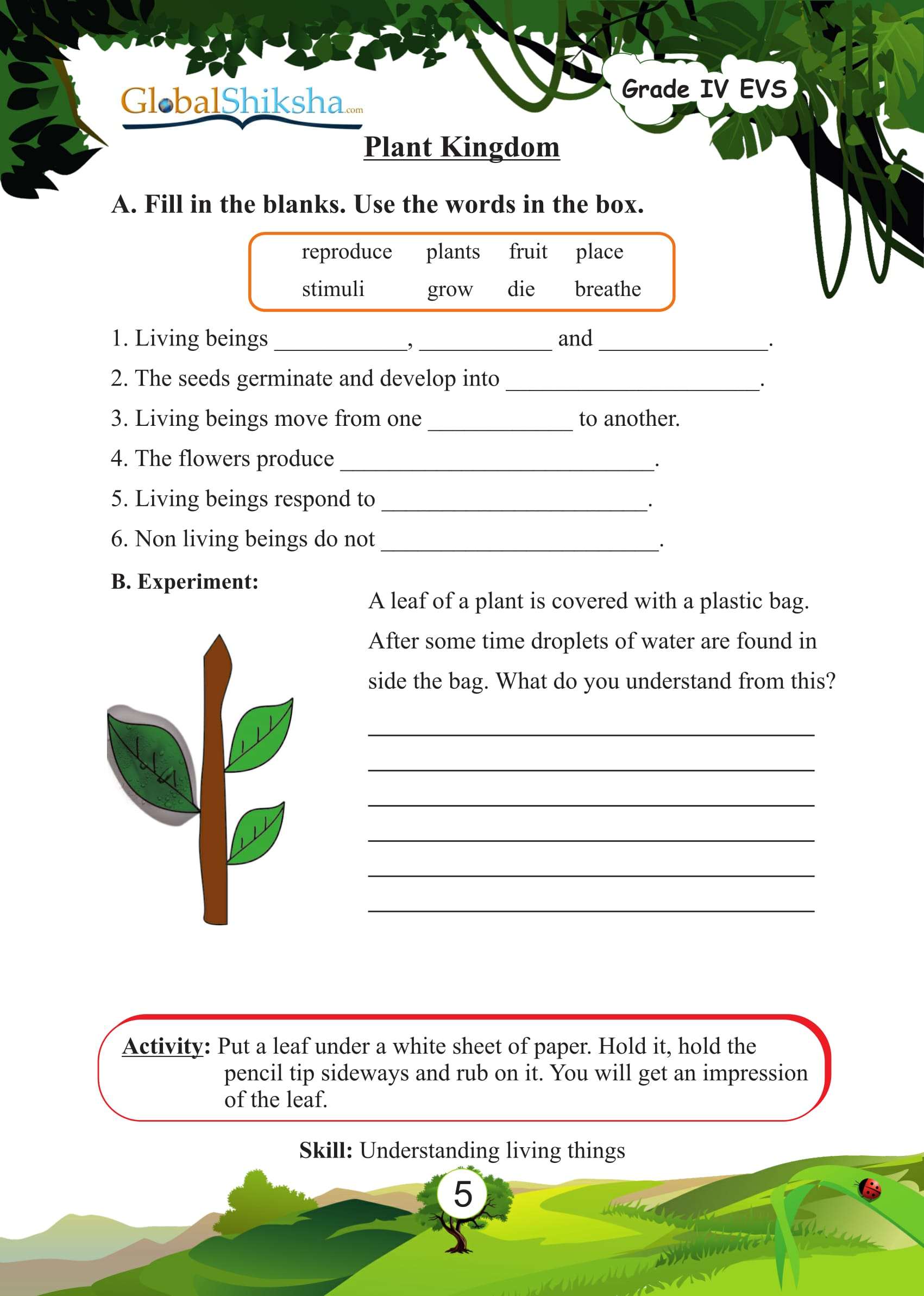 Buy Globalshiksha Printed Worksheet of Environmental Science EVS ...