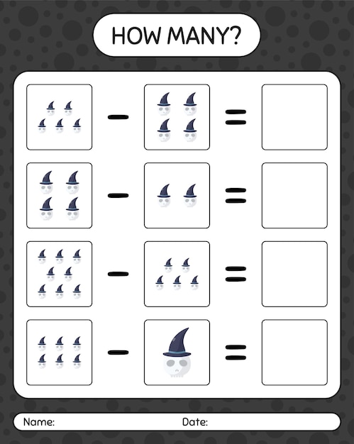 Premium Vector | How many counting game with skull. worksheet for ...