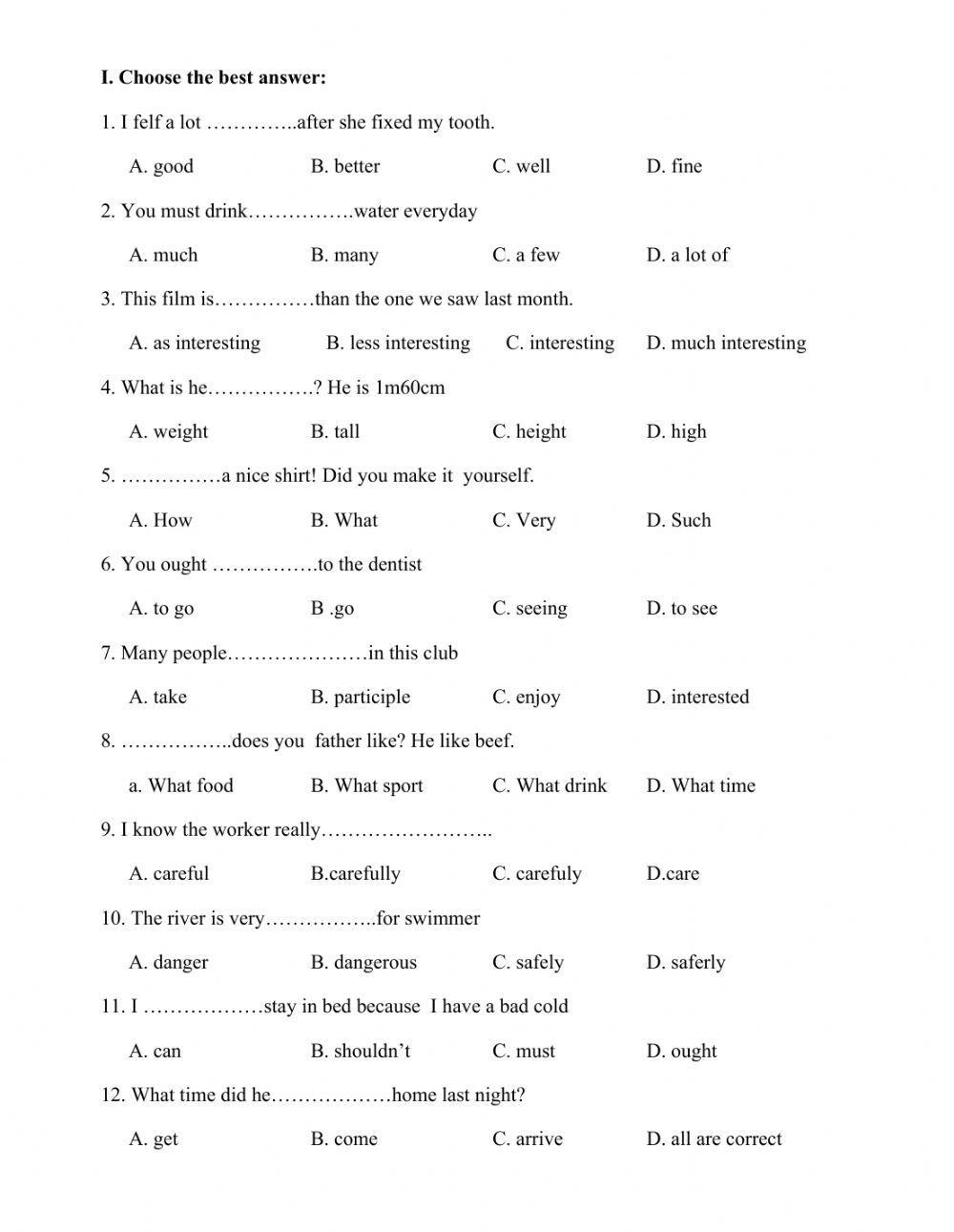 Grade 7 worksheet  