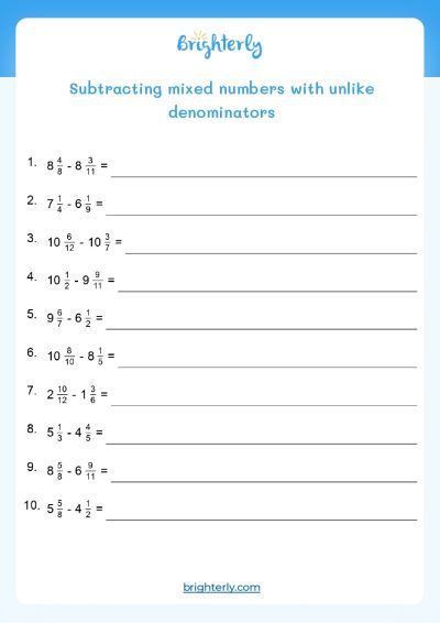 Free Printable Adding and Subtracting Fractions Worksheets ...