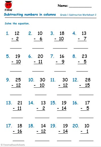 worksheet for addition and subtraction for grade 1