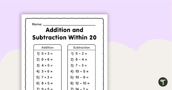 worksheet for addition and subtraction for grade 1