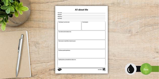 Free Printable All About Me Worksheet for Adults - Twinkl