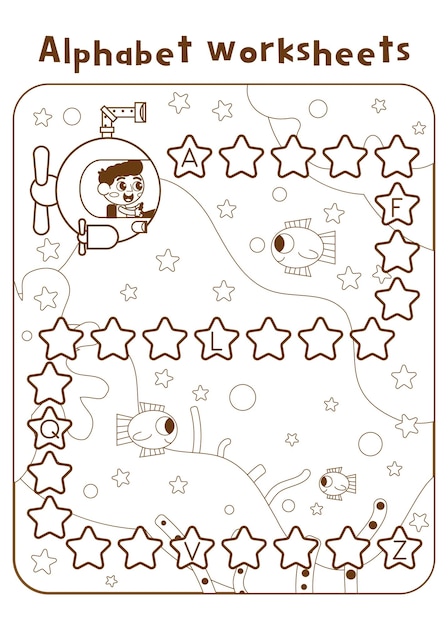 Premium Vector | Alphabet worksheet for kids. Alphabet printable ...
