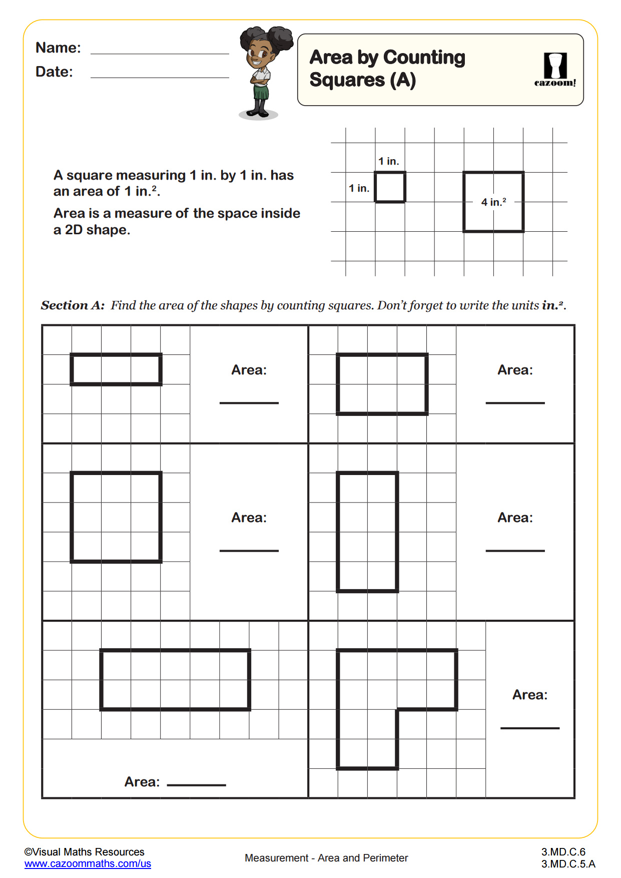 worksheet for area
