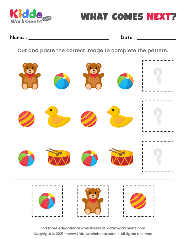 Free Printable What comes next Child Toys Worksheet - kiddoworksheets