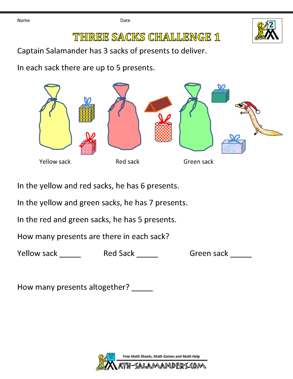 worksheet for christmas free