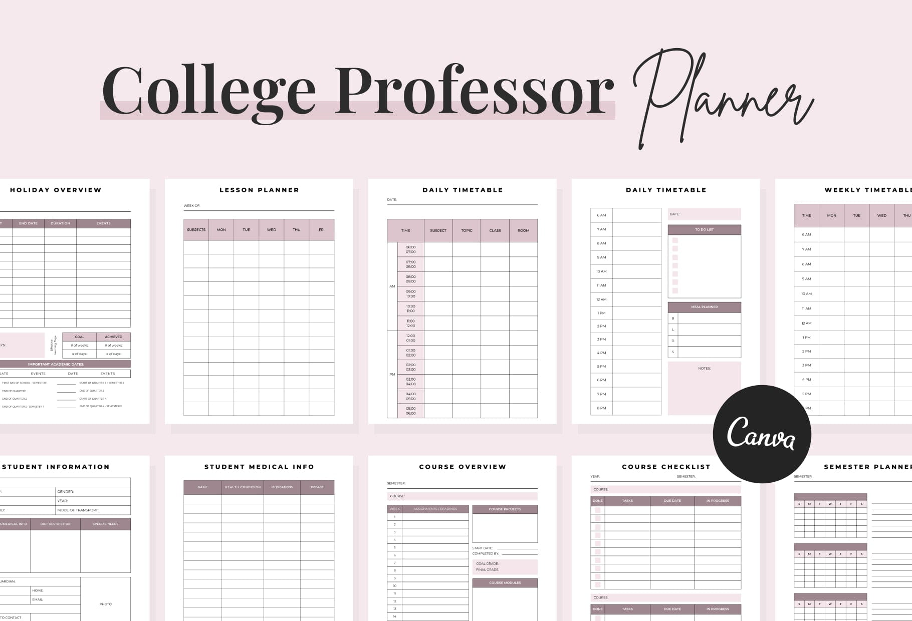 College Professor Planner Canva Template - Ladystrategist Shop
