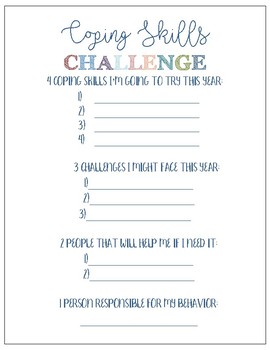 Coping Skills Challenge Worksheet