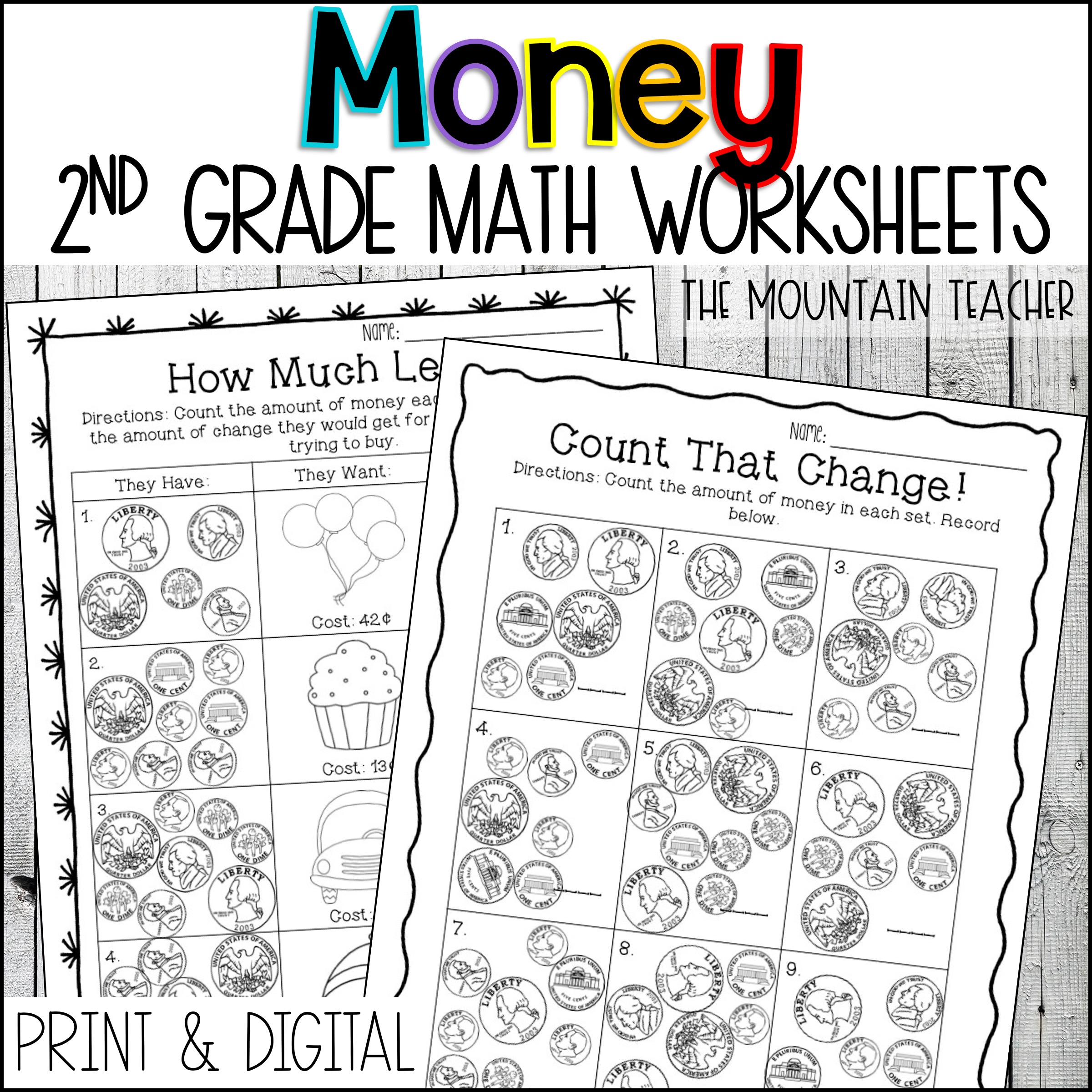 worksheet for counting money in 2nd grade