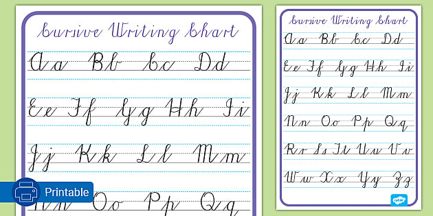 worksheet for cursive writing alphabets