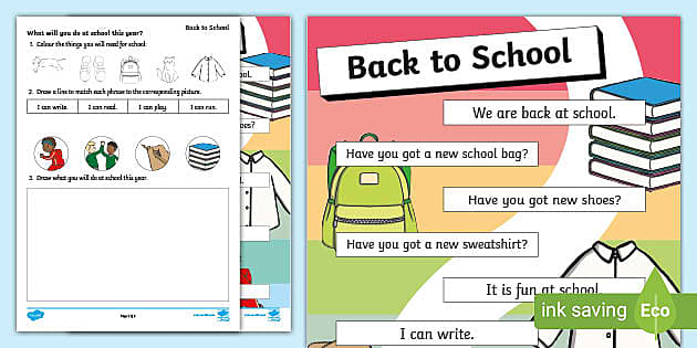 Early Level Back to School Worksheet | Twinkl (teacher made)
