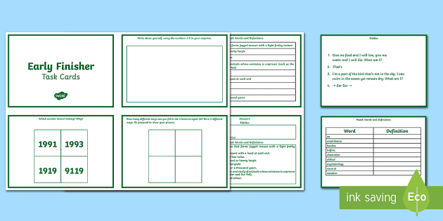 worksheet for early