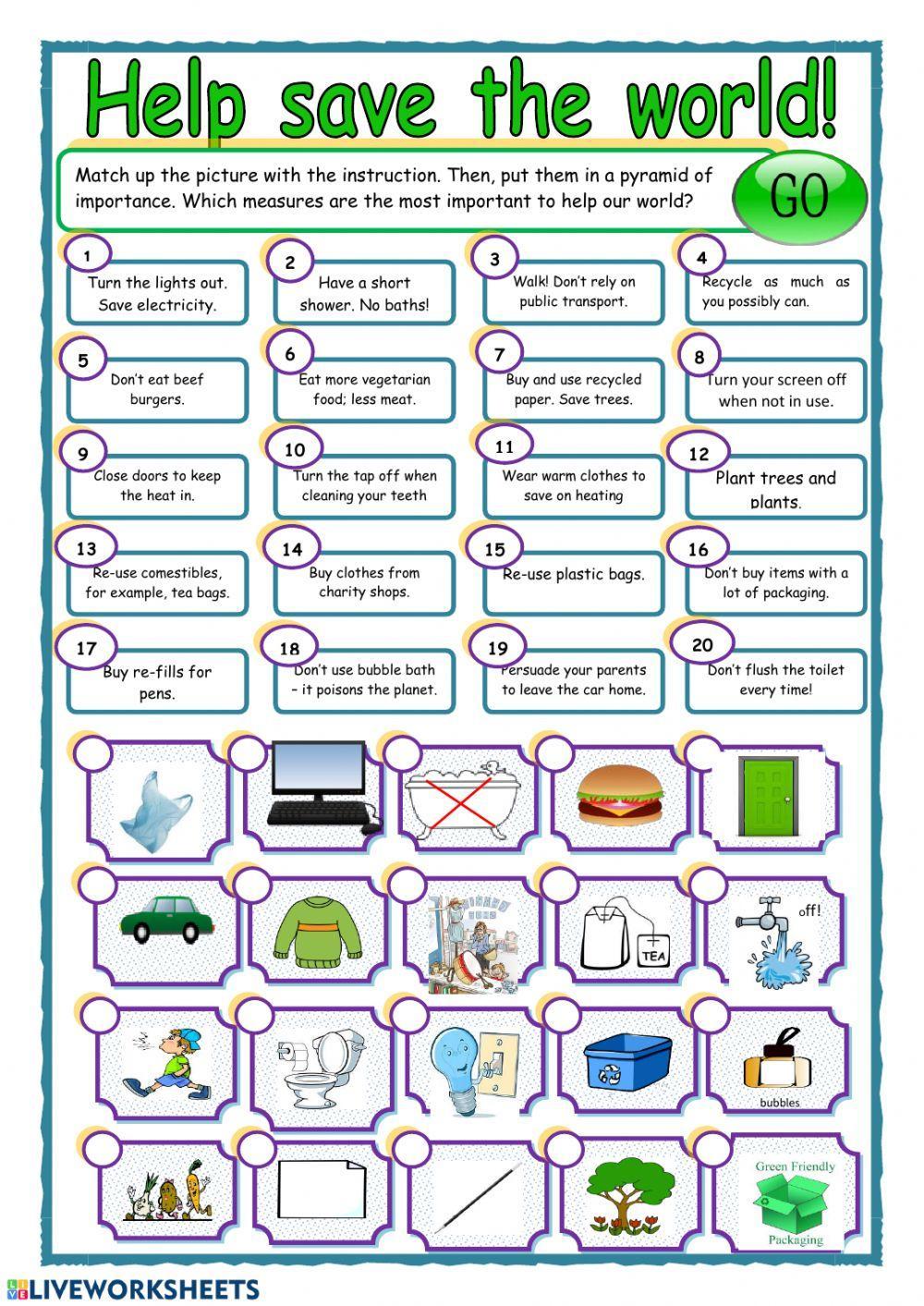 Earth day online pdf worksheet  