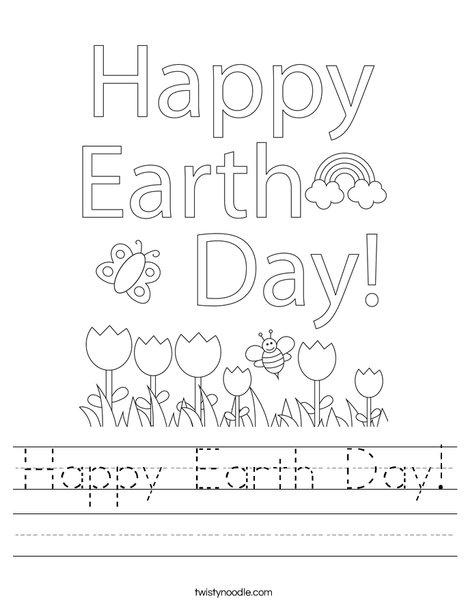 Happy Earth Day Worksheet - Twisty Noodle