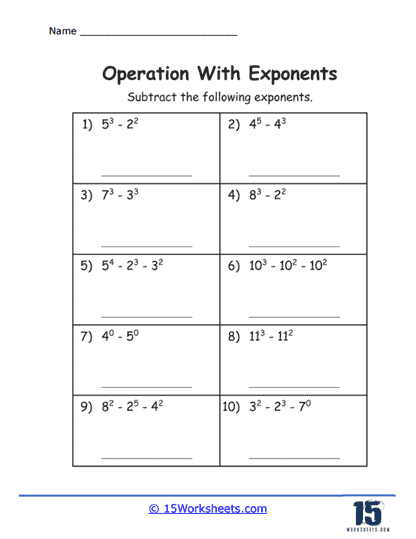 Operations with Exponents Worksheets - 15 Worksheets Library
