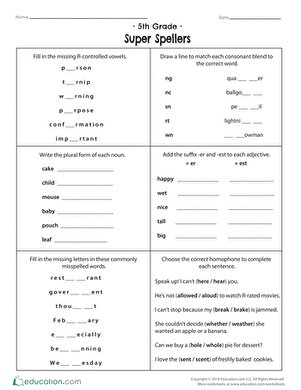 worksheet for fifth graders