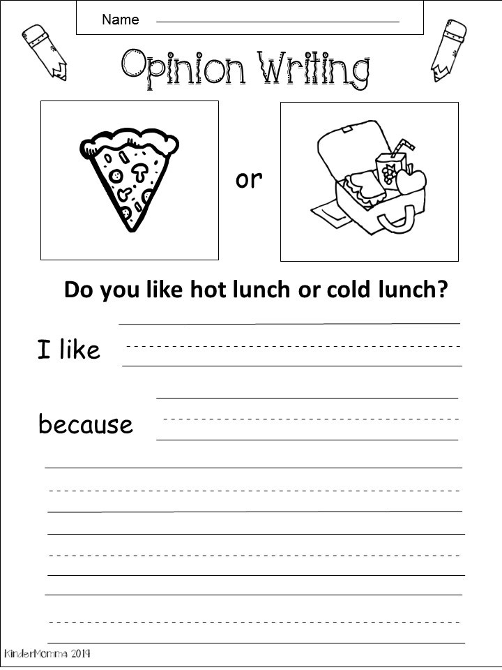 Free Opinion Writing Printable (k-1) - kindermomma.com