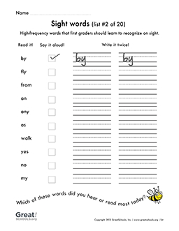 worksheet for first grade