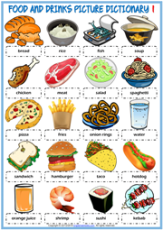 Food and Drinks ESL Vocabulary Worksheets