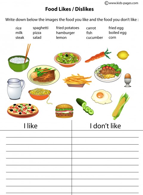 Food - Likes/Dislikes worksheet