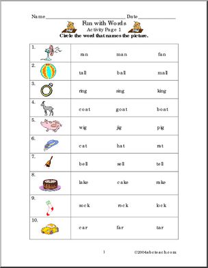 Worksheet: Fun with Words (primary) | Abcteach