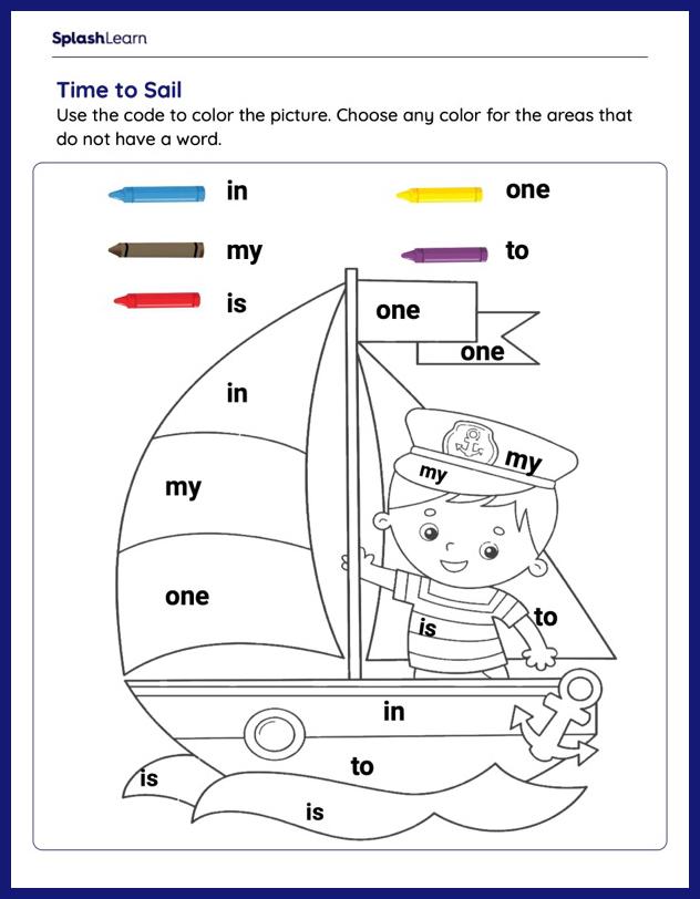 Coloring Fun with Sight Words - Printable Reading Worksheet