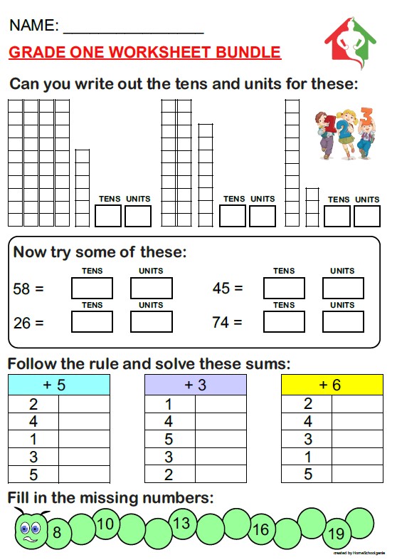 Grade 1 math worksheet bundle term 3 • Teacha!
