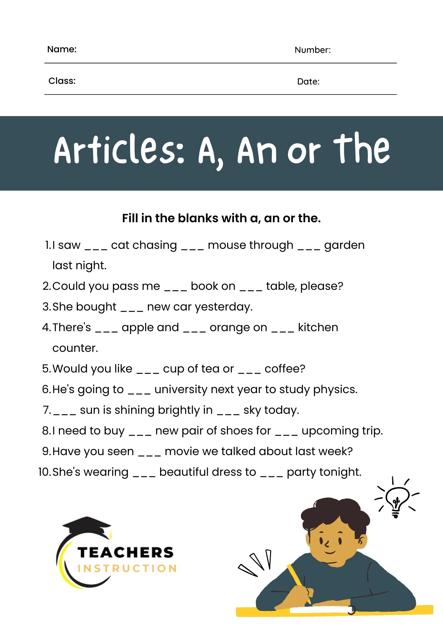 worksheet for grade 1 on