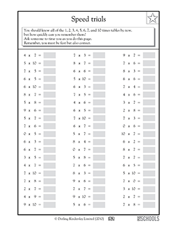 Speed trials #4 | 3rd grade Math Worksheet | GreatSchools