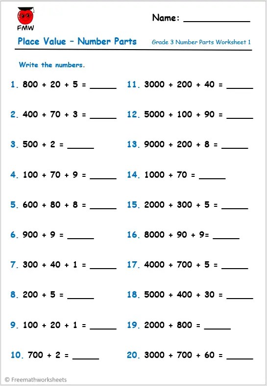 Grade 3 Number Worksheets | Free Worksheets | Printables