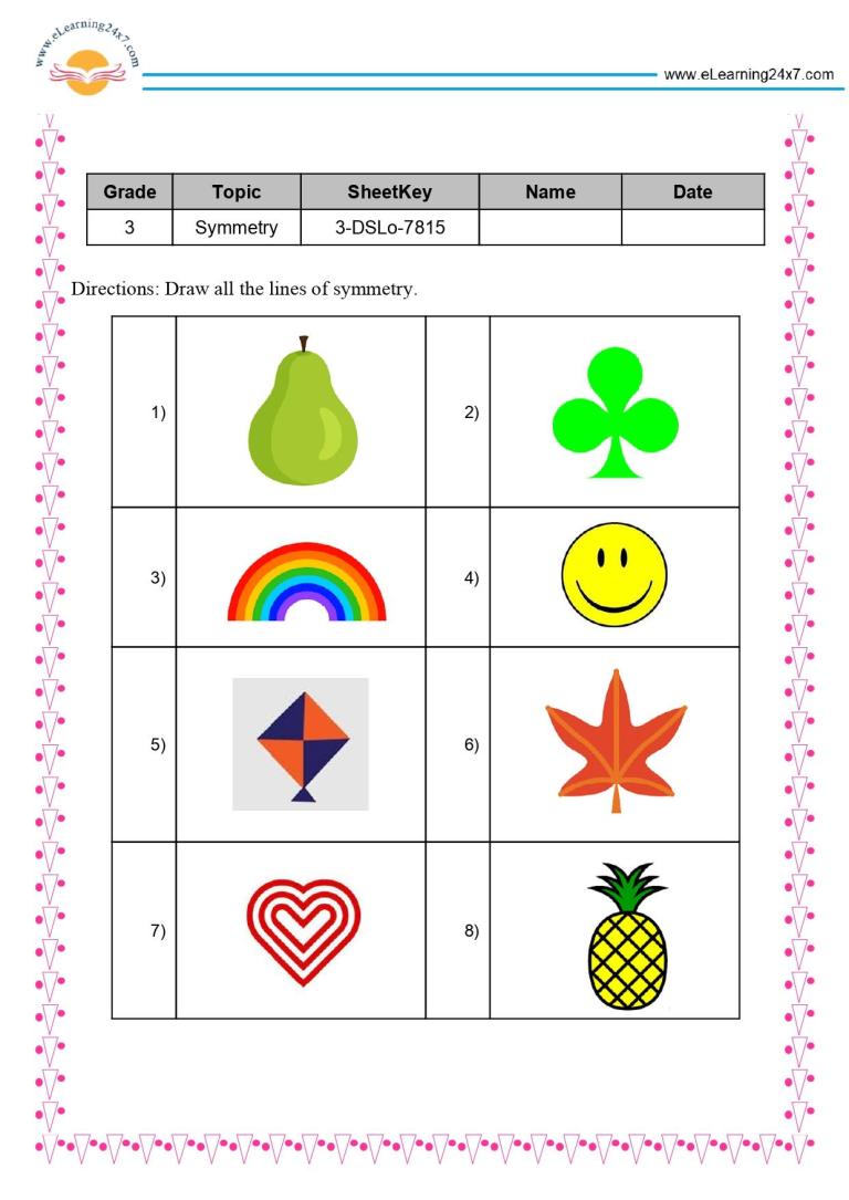 Symmetry Worksheets For Grade 3 - www.eLearning24x7.com