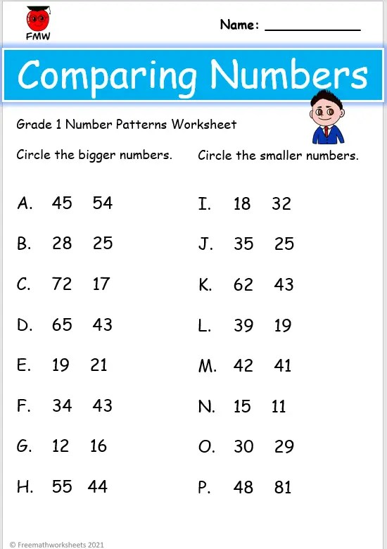 Grade 1 Comparing Numbers Worksheets | Printables | Free Worksheets