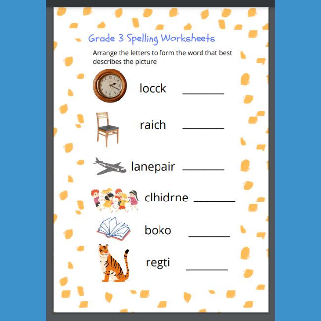 Grade 3 - Spelling Worksheets • Teacha!