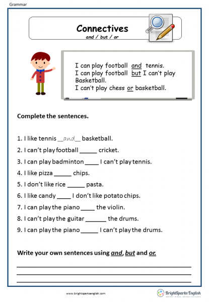 Connectives English Grammar Worksheet - English Treasure Trove