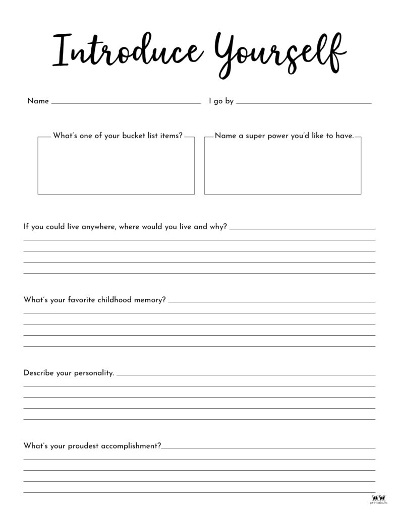 All About Me Printable Worksheets - 50 FREE Printables | Printabulls