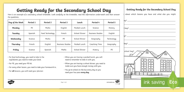 worksheet for high school