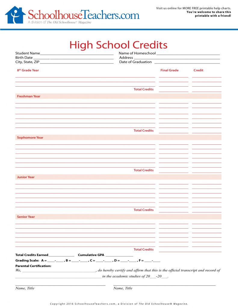 worksheet for high schoolers