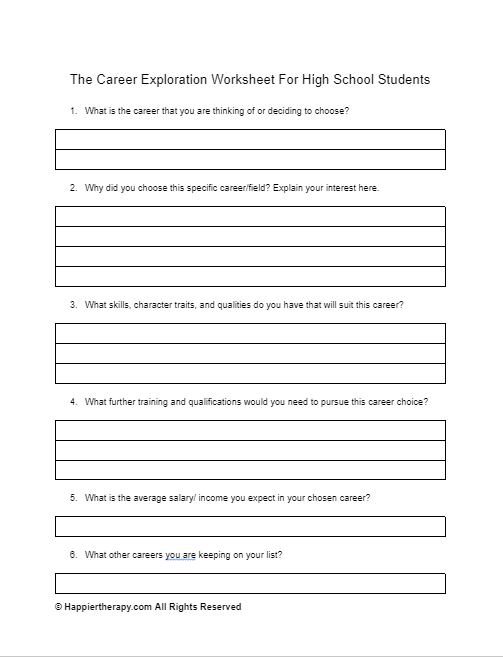 worksheet for high schoolers