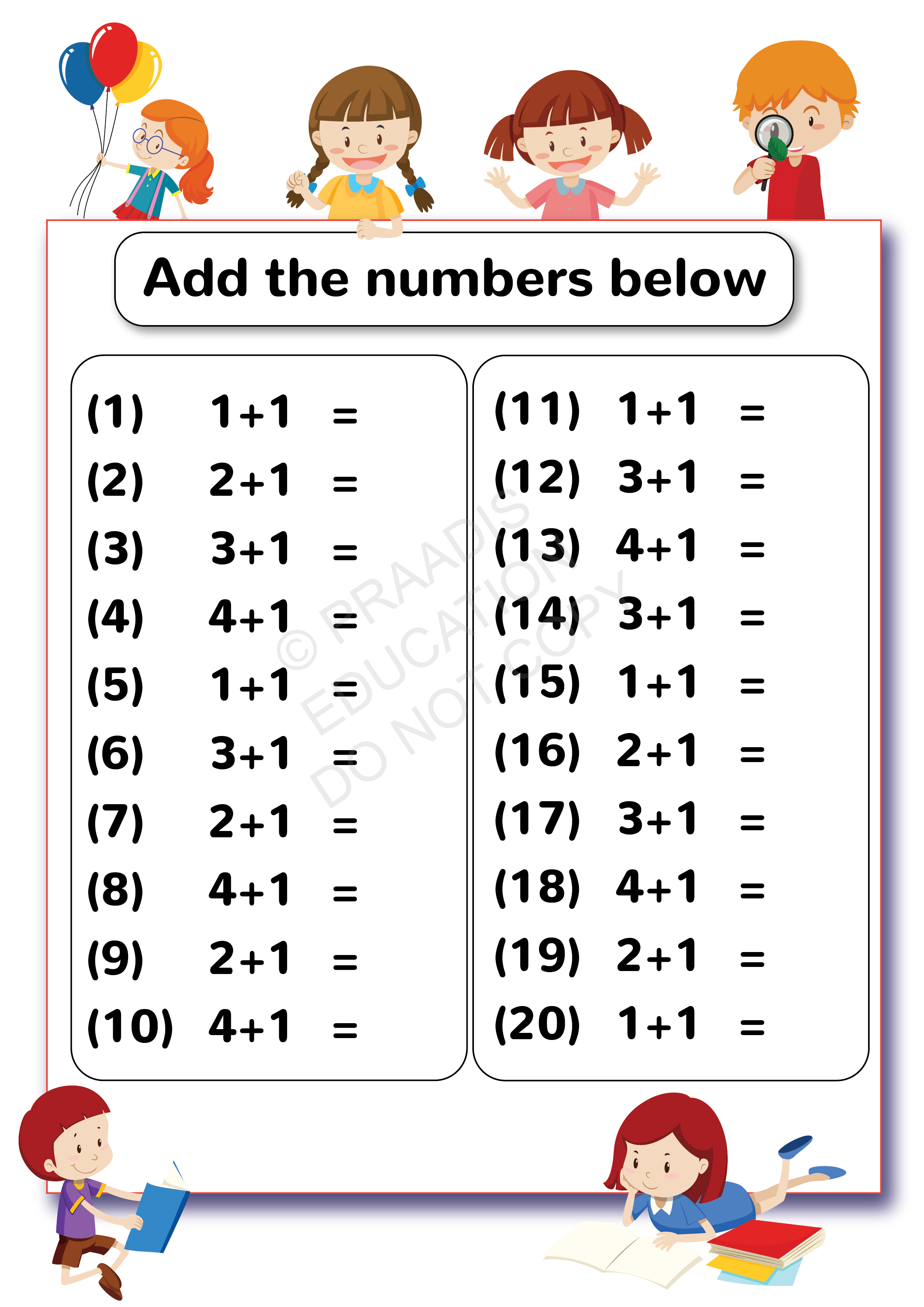 worksheet for jr kg