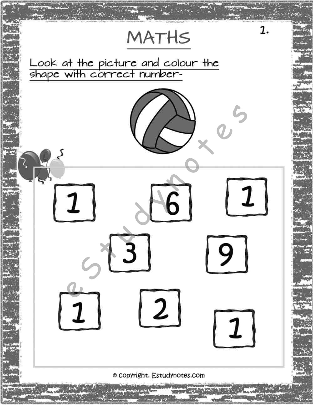 worksheet for jr kg