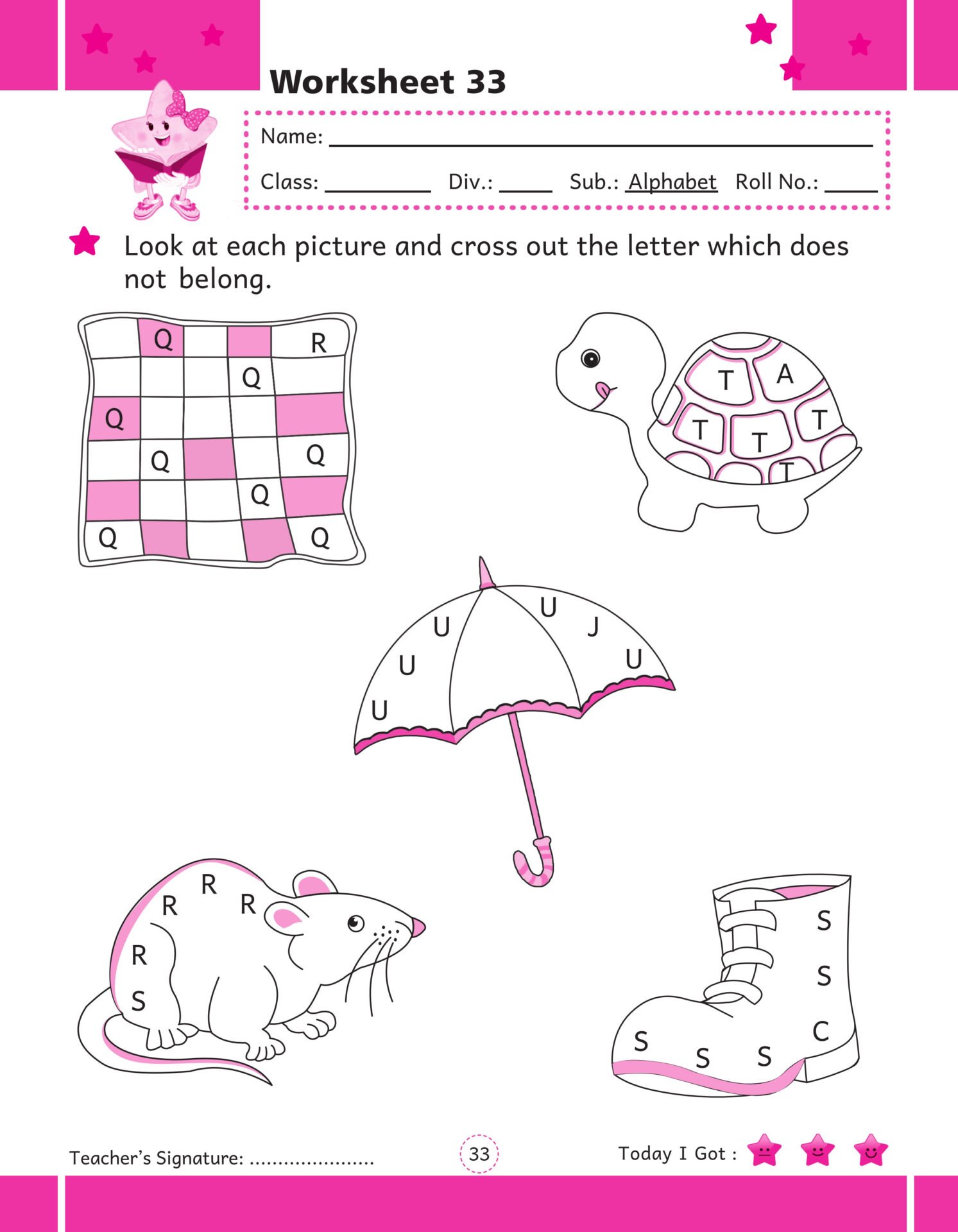 worksheet for jr kg