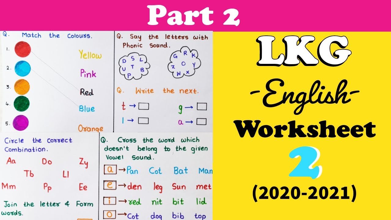 LKG English Worksheet । Junior KG Worksheet । PP1 Syllabus 2020-2021 ।।  Part 2 ।।