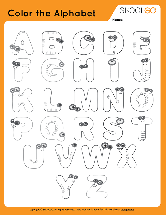 Color the Alphabet - Free Printable Worksheet - SKOOLGO